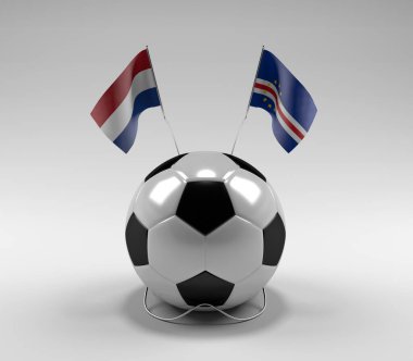 Hollanda - Cape-Verde Futbol Bayrakları, Beyaz Arkaplan - 3D Render