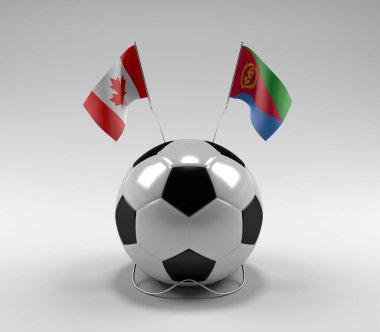 Kanada - Eritre Futbol Bayrakları, Beyaz Arkaplan - 3D Render