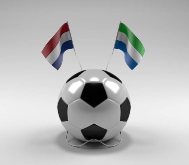 Hollanda - Sierra-Leone Futbol Bayrakları, Beyaz Arkaplan - 3D Render