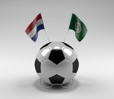 Hollanda - Arap Ligi Futbol Bayrakları, Beyaz Arkaplan - 3D Render