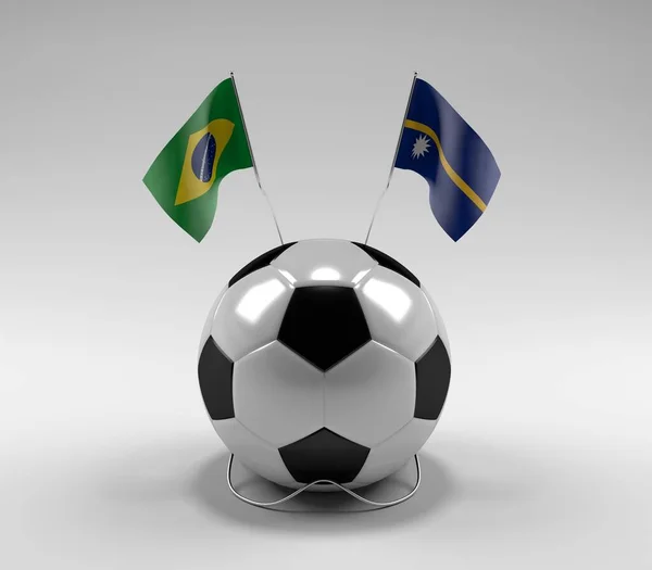 Brasilien Nauru Fotbollsflaggor Vit Bakgrund Render — Stockfoto
