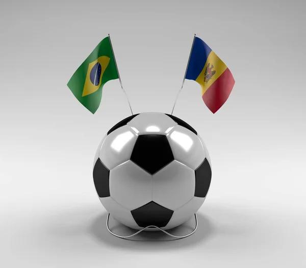 Brasilien Moldavien Fotbollsflaggor Vit Bakgrund Render — Stockfoto