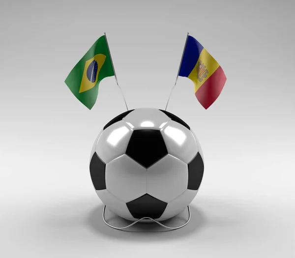Brasilien Andorra Fotbollsflaggor Vit Bakgrund Render — Stockfoto