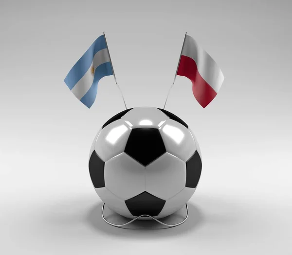 Argentyna Flagi Polski Piłce Nożnej Białe Tło Render — Zdjęcie stockowe