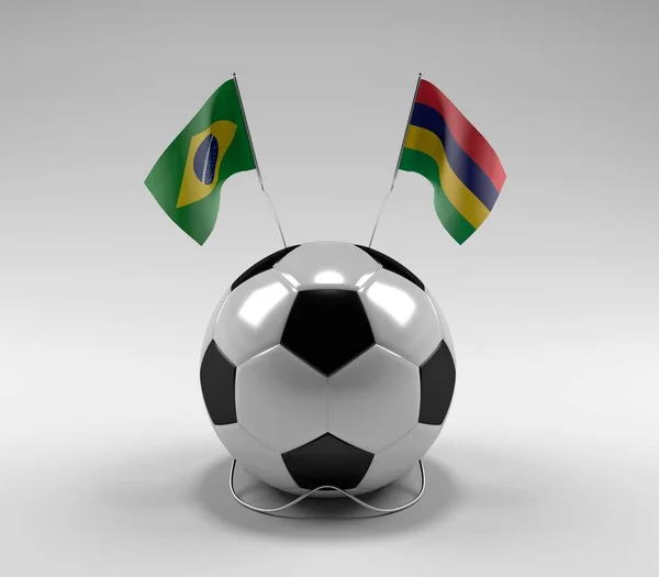 Brasilien Mauritius Fotbollsflaggor Vit Bakgrund Render — Stockfoto