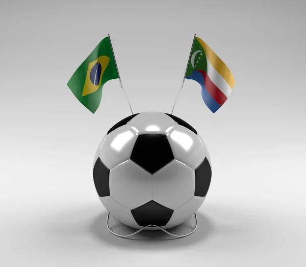 Brasilien Komorerna Fotbollsflaggor Vit Bakgrund Render — Stockfoto