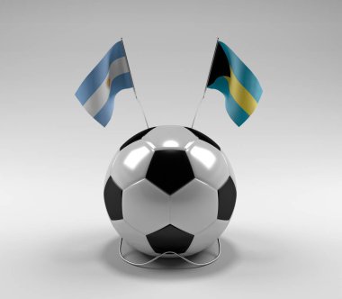 Arjantin - Bahamalar Futbol Bayrakları, Beyaz Arkaplan - 3D Render