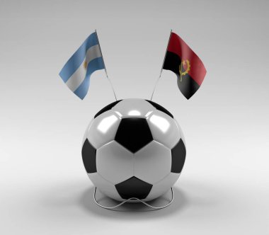 Arjantin - Angola Futbol Bayrakları, Beyaz Arkaplan - 3D Render