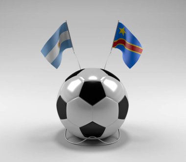 Arjantin - Kongo Demokratik Cumhuriyeti Futbol Bayrakları, Beyaz Arkaplan - 3D Render