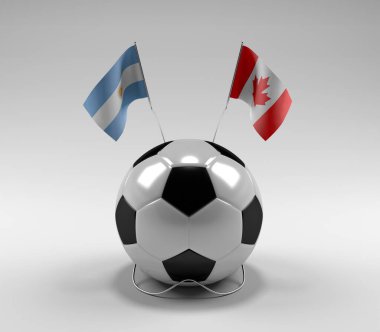 Arjantin - Kanada Futbol Bayrakları, Beyaz Arkaplan - 3D Render