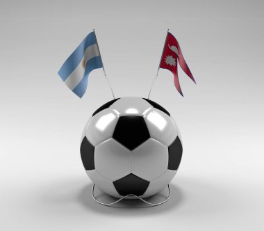 Arjantin - Nepal Futbol Bayrakları, Beyaz Arkaplan - 3D Render