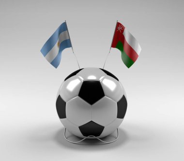Arjantin - Umman Futbol Bayrakları, Beyaz Arkaplan - 3D Render