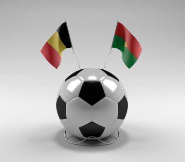 Belçika - Burkina-Faso Futbol Bayrakları, Beyaz Arkaplan - 3D Render