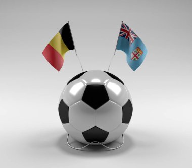 Belçika - Fiji Futbol Bayrakları, Beyaz Arkaplan - 3D Render