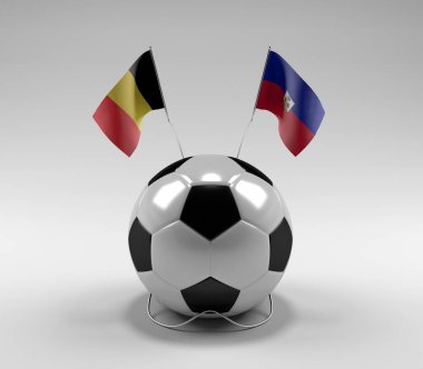 Belçika - Haiti Futbol Bayrakları, Beyaz Arkaplan - 3D Render