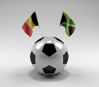 Belçika - Jamaika Futbol Bayrakları, Beyaz Arkaplan - 3D Render