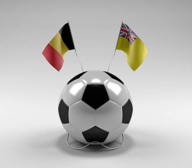 Belçika - Niue Futbol Bayrakları, Beyaz Arkaplan - 3D Render