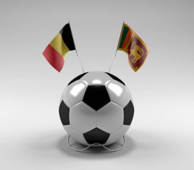 Belçika - Sri-Lanka Futbol Bayrakları, Beyaz Arkaplan - 3D Render