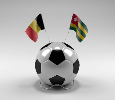 Belçika - Togo Futbol Bayrakları, Beyaz Arkaplan - 3D Render