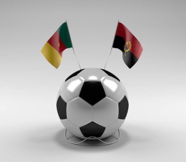 Kamerun - Angola Futbol Bayrakları, Beyaz Arkaplan - 3D Render