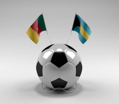 Kamerun - Bahamalar Futbol Bayrakları, Beyaz Arkaplan - 3D Render