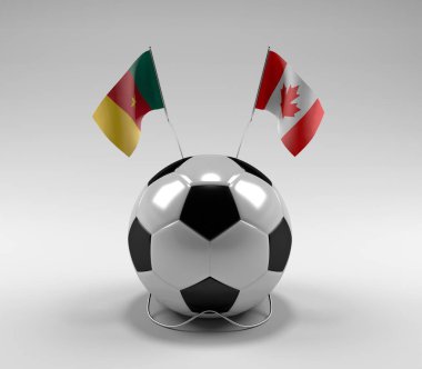 Kamerun - Kanada Futbol Bayrakları, Beyaz Arkaplan - 3D Render