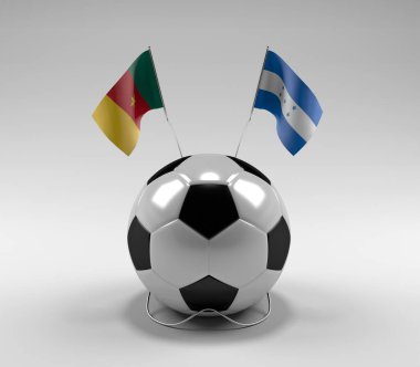 Kamerun - Honduras Futbol Bayrakları, Beyaz Arkaplan - 3D Render