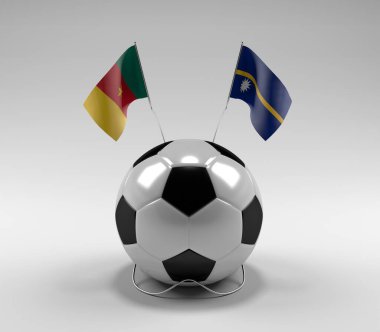 Kamerun - Nauru Futbol Bayrakları, Beyaz Arkaplan - 3D Render