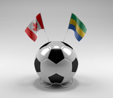 Kanada - Gabon Futbol Bayrakları, Beyaz Arkaplan - 3D Render