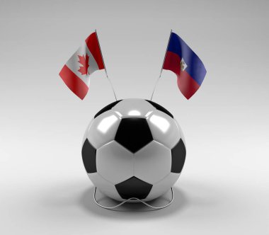 Kanada - Haiti Futbol Bayrakları, Beyaz Arkaplan - 3D Render
