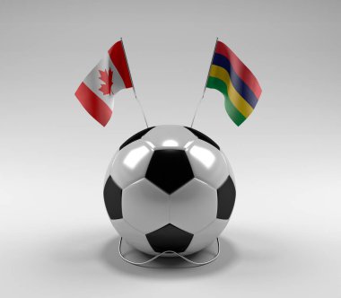 Kanada - Mauritius Futbol Bayrakları, Beyaz Arkaplan - 3D Render