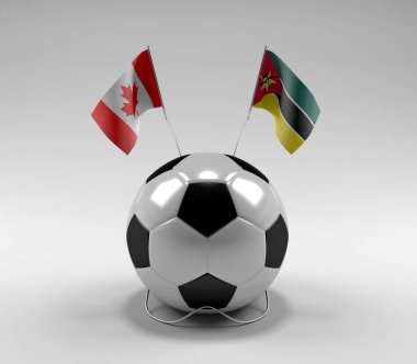 Kanada - Mozambik Futbol Bayrakları, Beyaz Arkaplan - 3D Render