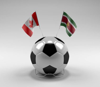 Kanada - Surinam Futbol Bayrakları, Beyaz Arkaplan - 3D Render