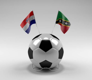 Hırvatistan - Saint-Kitts-and-Nevis Futbol Bayrakları, Beyaz Arkaplan - 3D Render