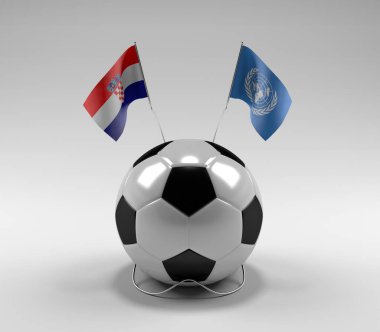 Hırvatistan - Birleşmiş Milletler Bayrakları, Beyaz Arkaplan - 3D Hazırlama