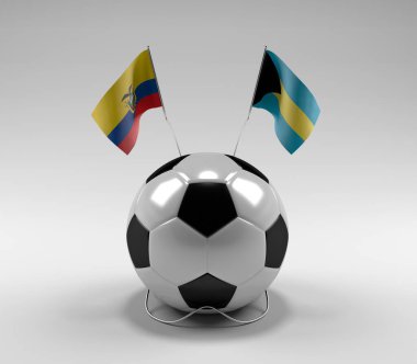 Ekvador - Bahamalar Futbol Bayrakları, Beyaz Arkaplan - 3D Render