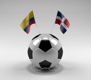Ekvador - Dominik Cumhuriyeti Futbol Bayrakları, Beyaz Arkaplan - 3D Render