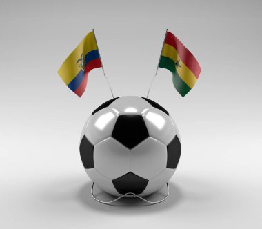 Ekvador - Gana Futbol Bayrakları, Beyaz Arkaplan - 3D Render