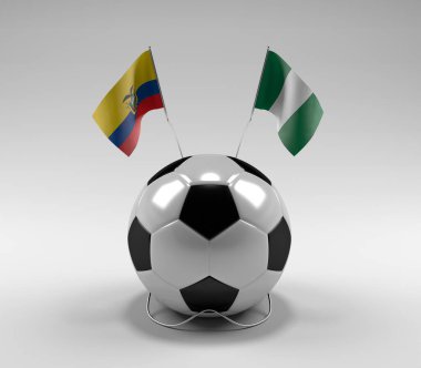 Ekvador - Nijerya Futbol Bayrakları, Beyaz Arkaplan - 3D Render