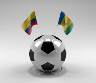 Ekvador - Saint-Vincent-and-the-Grenadines Futbol Bayrakları, Beyaz Arkaplan - 3D Render