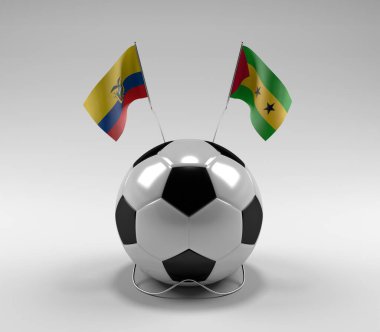 Ekvador - Sao-Tome-Principe Futbol Bayrakları, Beyaz Arkaplan - 3D Render