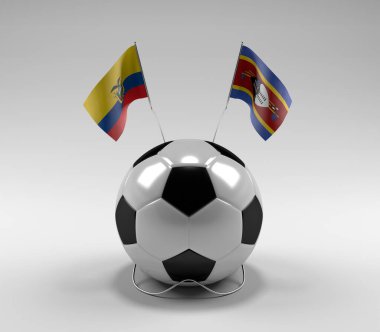 Ekvador - Svaziland Futbol Bayrakları, Beyaz Arkaplan - 3D Render