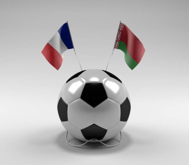 Fransa - Beyaz Futbol Bayrakları, Beyaz Arkaplan - 3D Render
