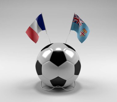 Fransa - Fiji Futbol Bayrakları, Beyaz Arkaplan - 3D Render