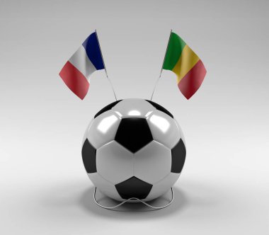 Fransa - Mali Futbol Bayrakları, Beyaz Arkaplan - 3D Render