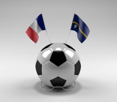 Fransa - Nauru Futbol Bayrakları, Beyaz Arkaplan - 3D Render