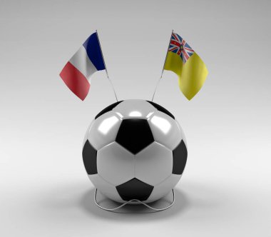 Fransa - Niue Futbol Bayrakları, Beyaz Arkaplan - 3D Render