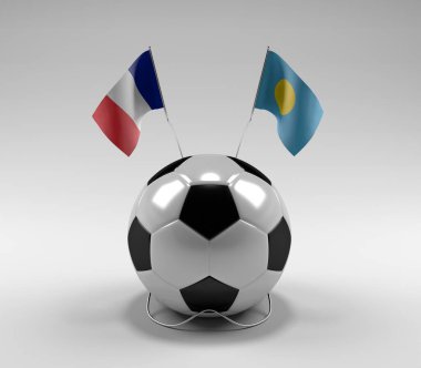 Fransa - Palau Futbol Bayrakları, Beyaz Arkaplan - 3D Render