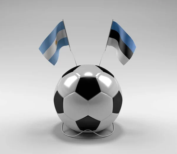 Argentina Estonsko Fotbalové Vlajky Bílé Pozadí Render — Stock fotografie