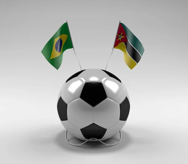 Brasilien Moçambique Fotbollsflaggor Vit Bakgrund Render — Stockfoto